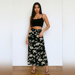 Vintage 90s Evidence Floral Maxi Skirt Size M Flowy A Line Y2K